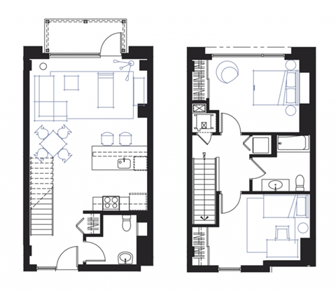 Floor plan for 2 beds, 2 baths, 1089 sqft